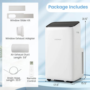 14000 BTU Inverter Portable Air Conditioner, WiFi Smart 3-in-1 AC Unit with Dehumidifier & Fan, App/Voice Control, Window Kit for 650 Sq. Ft Rooms