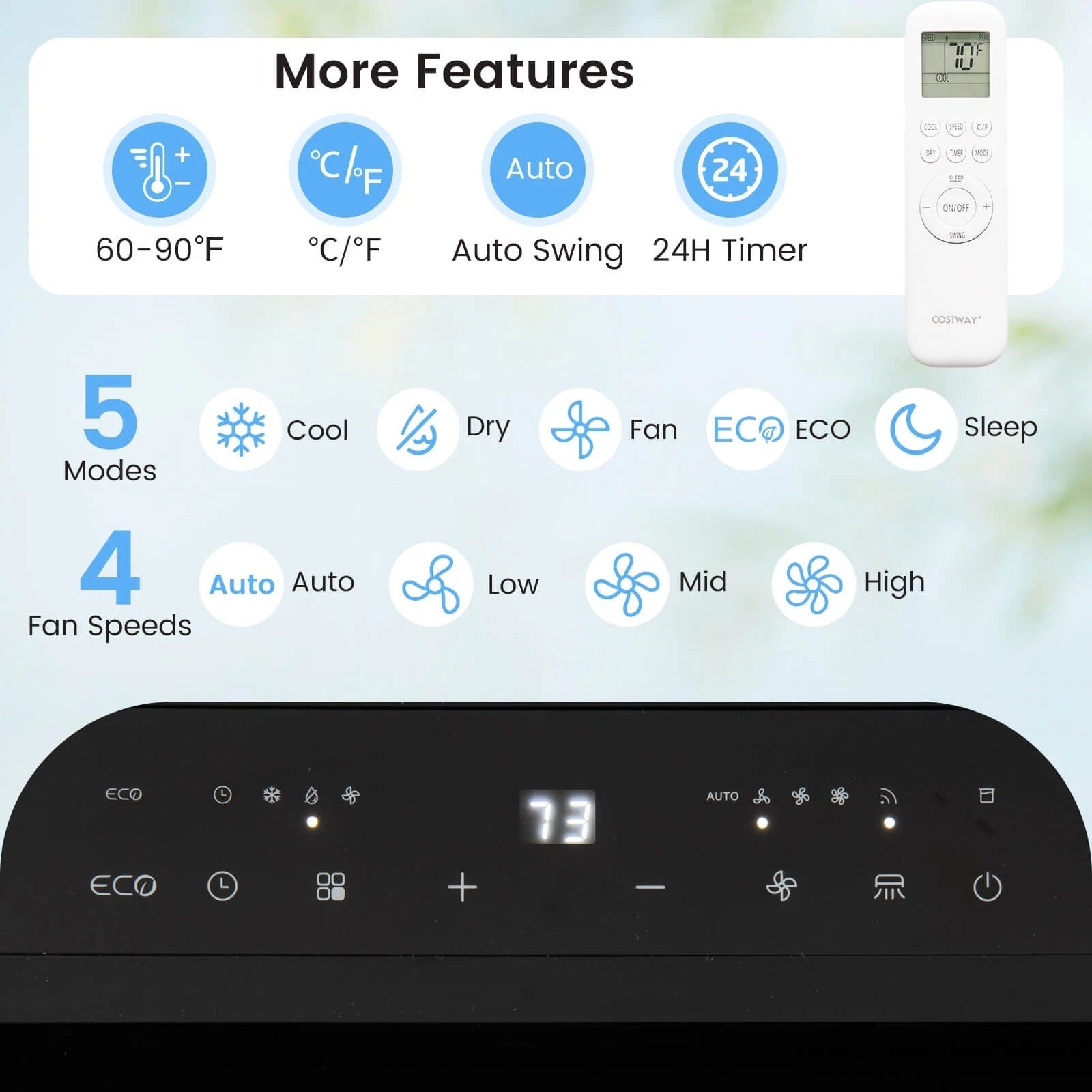 14000 BTU Inverter Portable Air Conditioner, WiFi Smart 3-in-1 AC Unit with Dehumidifier & Fan, App/Voice Control, Window Kit for 650 Sq. Ft Rooms