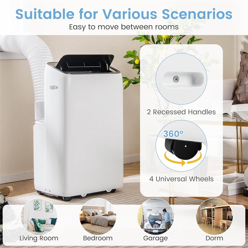 14000 BTU Inverter Portable Air Conditioner, WiFi Smart 3-in-1 AC Unit with Dehumidifier & Fan, App/Voice Control, Window Kit for 650 Sq. Ft Rooms