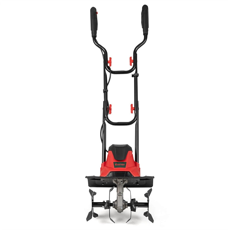 14" 10 Amp Corded Electric Tiller Cultivator, Garden Rototiller with Foldable Handle, 9" Tilling Depth & Safety Lock for Lawn Soil Digging