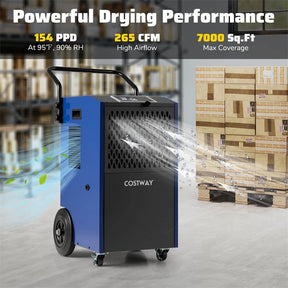 154 Pints Commercial Dehumidifier with Pump & Drain Hose, Heavy Duty Portable Industrial for Home Basements Job Sites