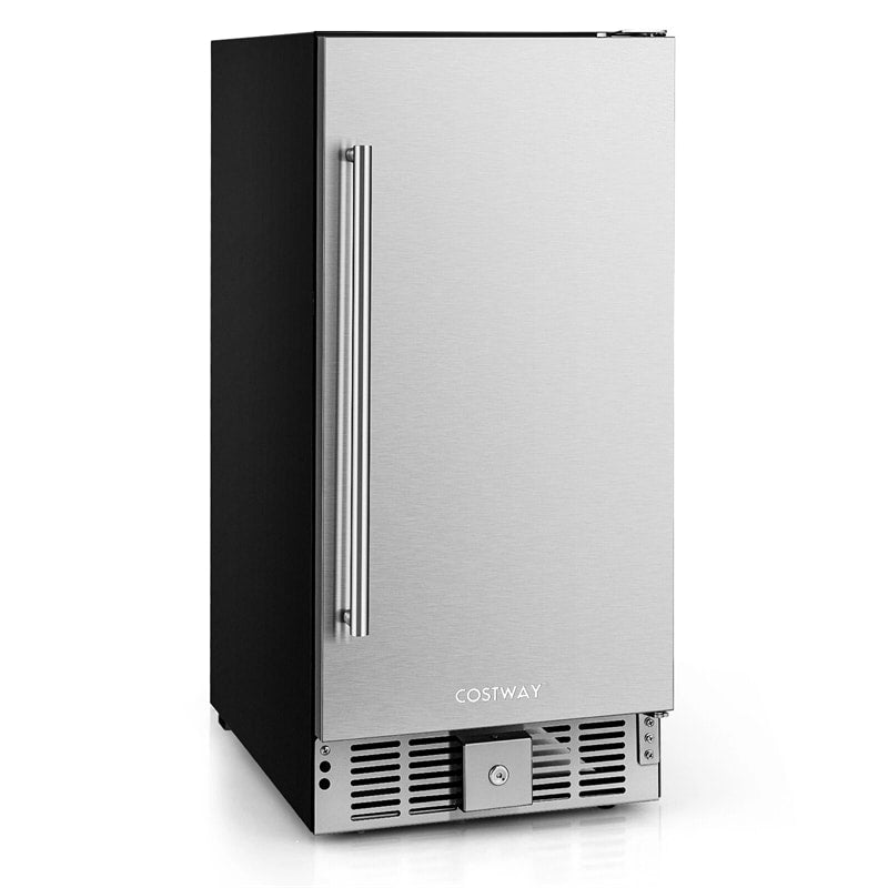 15 Inch Beverage Refrigerator, Built-in/Freestanding Undercounter Drink Fridge Cooler with Stainless Steel Door & Removable Shelves for Soda Beer Wine