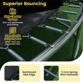 16FT Outdoor Trampoline, ASTM Approved Recreational Trampoline with Safety Enclosure Net & Ladder, 500LBS Weight Capacity for Kids Adults Backyard