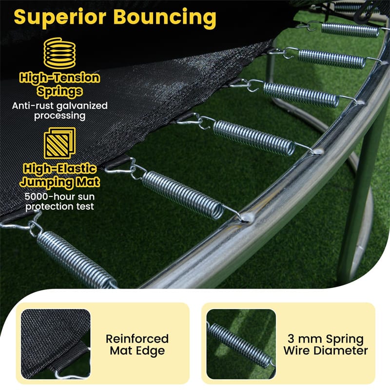 16FT Outdoor Trampoline, ASTM Approved Recreational Trampoline with Safety Enclosure Net & Ladder, 500LBS Weight Capacity for Kids Adults Backyard