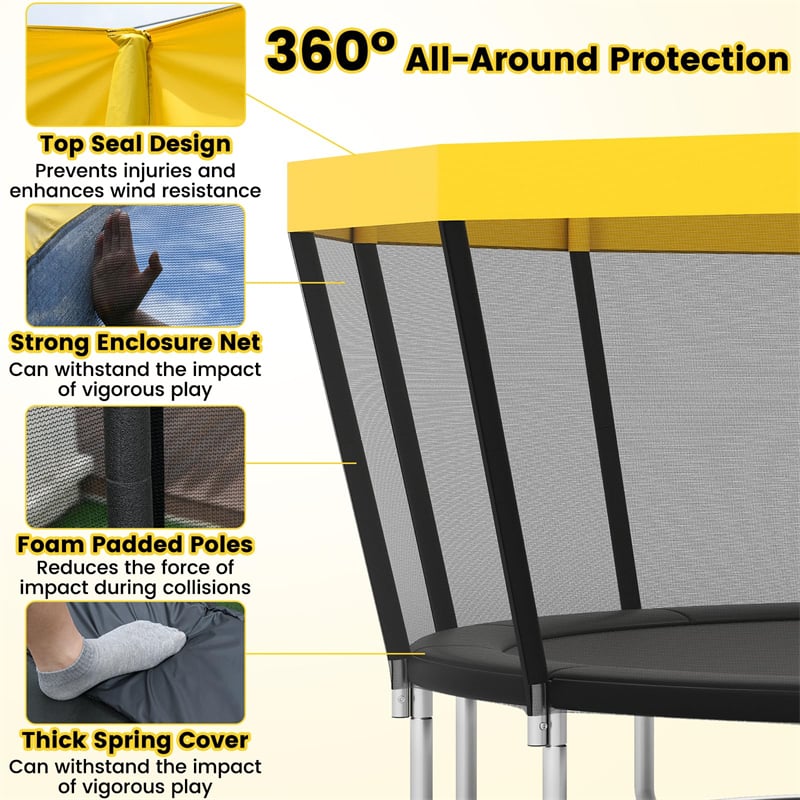 16FT Outdoor Trampoline, ASTM Approved Recreational Trampoline with Safety Enclosure Net & Ladder, 500LBS Weight Capacity for Kids Adults Backyard