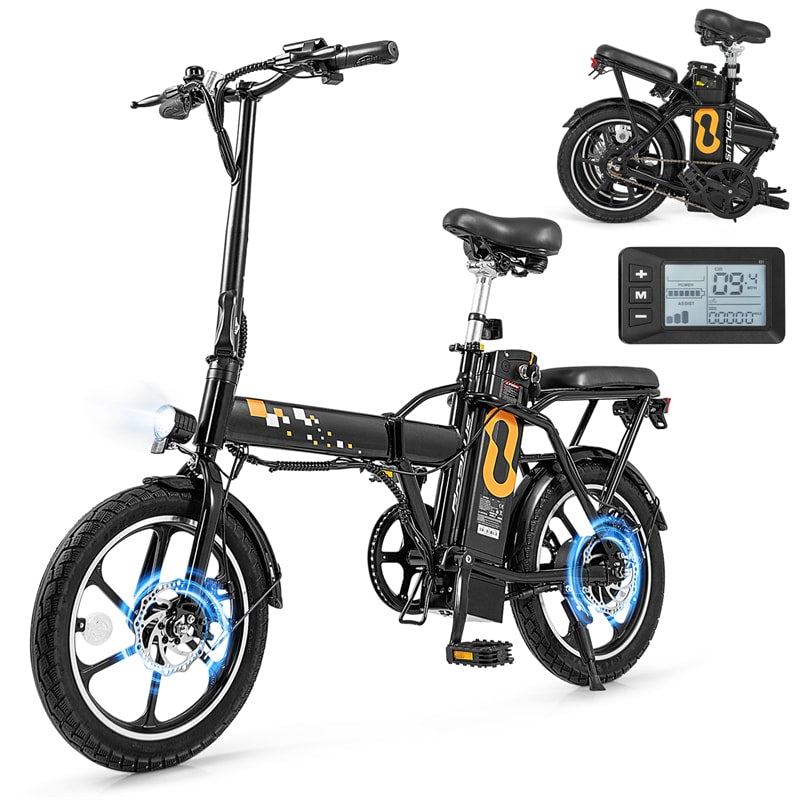 16" Folding Electric Bike with 500W Brushless Motor, 20 MPH, 37-Mile Range, Removable Battery & Dual Disc Brakes, Mini E-Bike for City Commuting