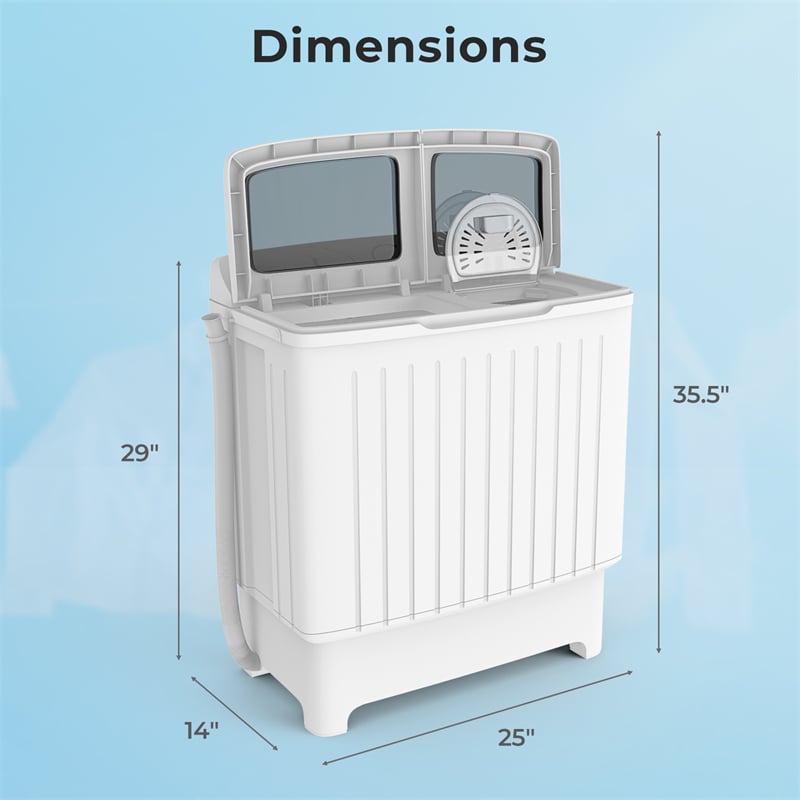 17.6 LBS Portable Washing Machine, Twin Tub Spin Top Load Washer Dryer Combo for RV Dorm Apartment