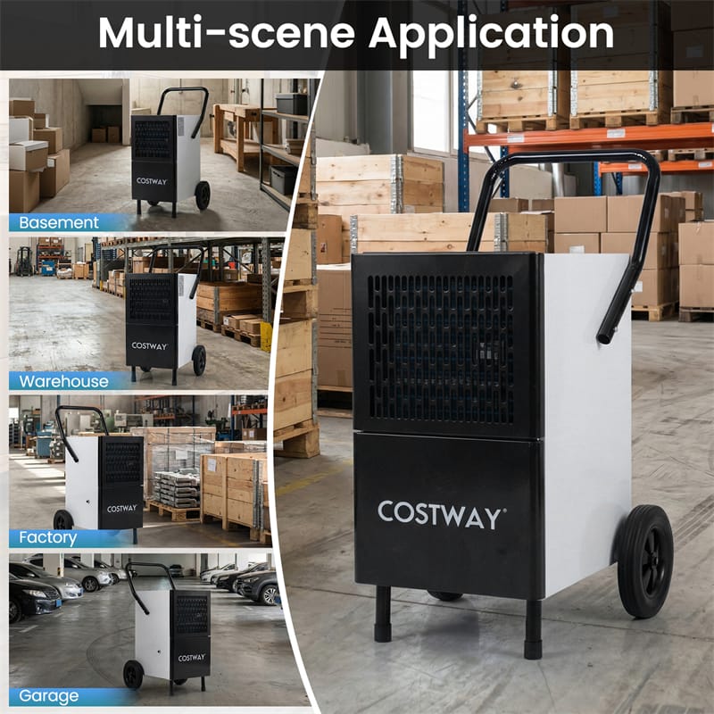 189 Pints Commercial Dehumidifier, 7,500 Sq.Ft Industrial Dehumidifier with Pump, 3.3Ft Drain Hose & Wheels for Basement, Warehouse, Job Sites