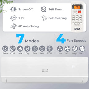 Energy Star Certified 18000 BTU 25 SEER2 Mini Split Air Conditioner with Heat Pump, 208-230V WiFi Enabled Ductless Inverter AC Unit Works with Alexa