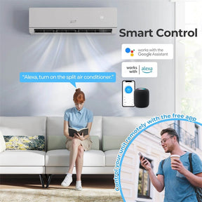 Energy Star Certified 18000 BTU 25 SEER2 Mini Split Air Conditioner with Heat Pump, 208-230V WiFi Enabled Ductless Inverter AC Unit Works with Alexa