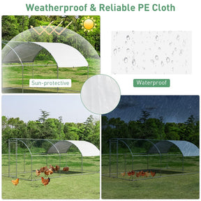 19 FT Large Metal Chicken Coop, Walk-in Dome Poultry Cage Hen Run House Rabbits Habitat Cage with Waterproof PE Cover for Backyard Farm