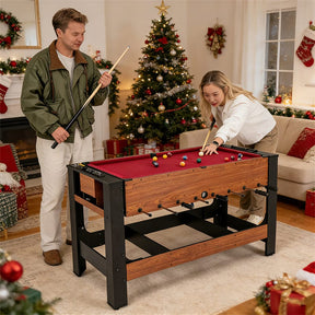 2-in-1 Swivel Game Table, 54 Inch Full Size Foosball & Pool Combo Table with All Accessories, Indoor Arcade Table for Home Game Room & Adults