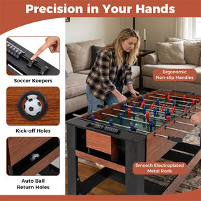 2-in-1 Swivel Game Table, 54 Inch Full Size Foosball & Pool Combo Table with All Accessories, Indoor Arcade Table for Home Game Room & Adults