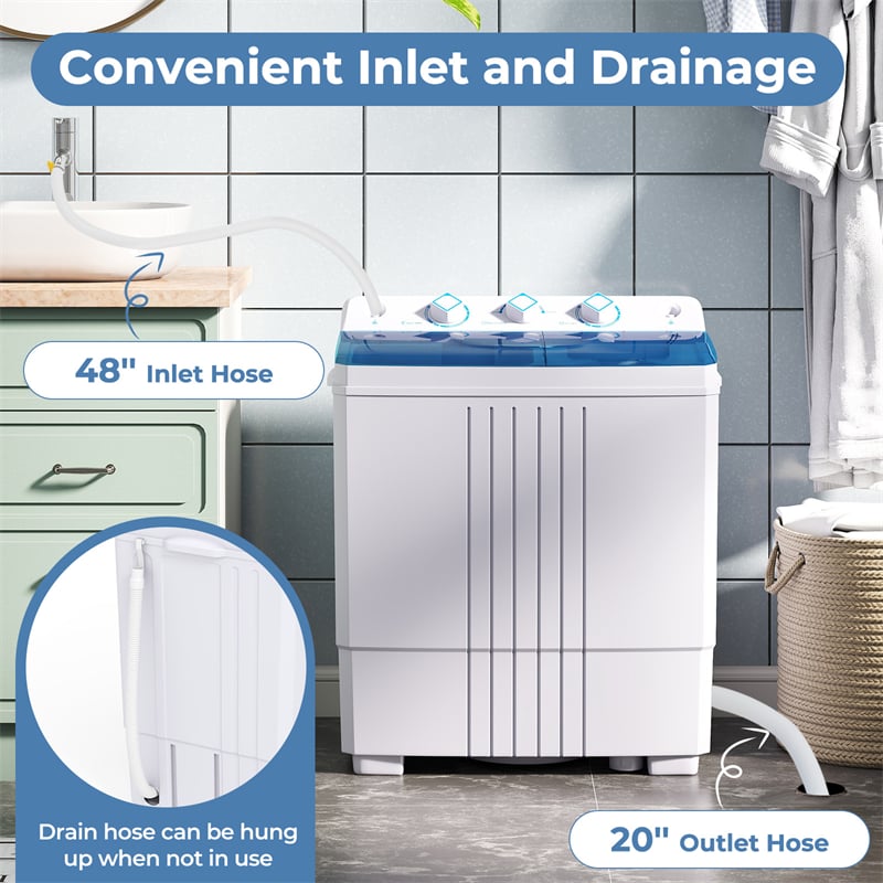 20 LBS 2-in-1 Portable Washing Machine, Twin Tub Top Load Washer Dryer Combo for RV Dorm Apartment