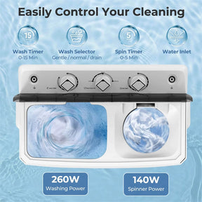 20 LBS 2-in-1 Portable Washing Machine, Twin Tub Top Load Washer Dryer Combo for RV Dorm Apartment