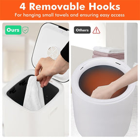 23L Large Towel Warmer Bucket, Hot Towel Heater with LED Light, Rapid Heating, 24H Delay Timer, 20/40/60min Heating Time, 4 Hooks for Oversized Towels
