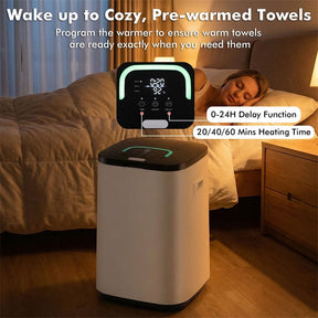 23L Large Towel Warmer Bucket, Hot Towel Heater with LED Light, Rapid Heating, 24H Delay Timer, 20/40/60min Heating Time, 4 Hooks for Oversized Towels