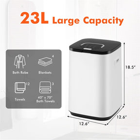 23L Large Towel Warmer Bucket, Hot Towel Heater with LED Light, Rapid Heating, 24H Delay Timer, 20/40/60min Heating Time, 4 Hooks for Oversized Towels