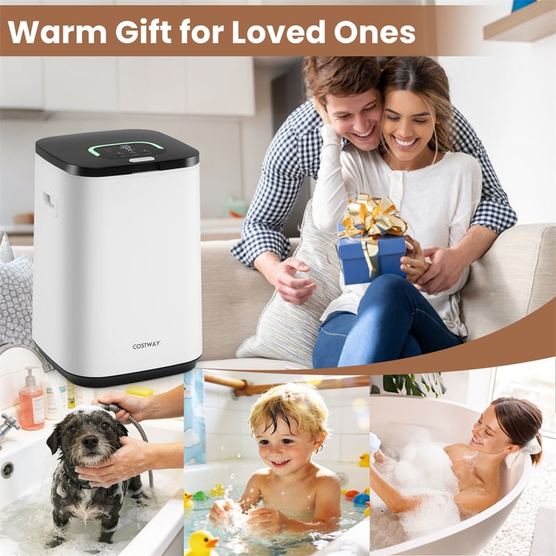 23L Large Towel Warmer Bucket, Hot Towel Heater with LED Light, Rapid Heating, 24H Delay Timer, 20/40/60min Heating Time, 4 Hooks for Oversized Towels