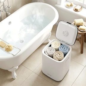 23L Large Towel Warmer Bucket, Hot Towel Heater with LED Light, Rapid Heating, 24H Delay Timer, 20/40/60min Heating Time, 4 Hooks for Oversized Towels