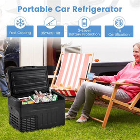23/32/42QT Portable Car Refrigerator with -4°F~68°F Adjustable Range, 12V/24V DC 100-240V AC Electric Car Cooler Freezer for Camping, RV, Travel