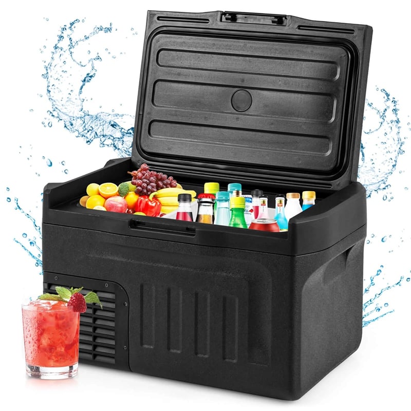 23/32/42QT Portable Car Refrigerator with -4°F~68°F Adjustable Range, 12V/24V DC 100-240V AC Electric Car Cooler Freezer for Camping, RV, Travel