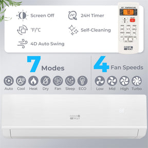 24000 BTU 25 SEER2 WiFi Ductless Mini Split Air Conditioner & Heater, Energy Star Certified 2 Ton 208-230V Inverter Heat Pump for 1500 Sq.Ft Rooms
