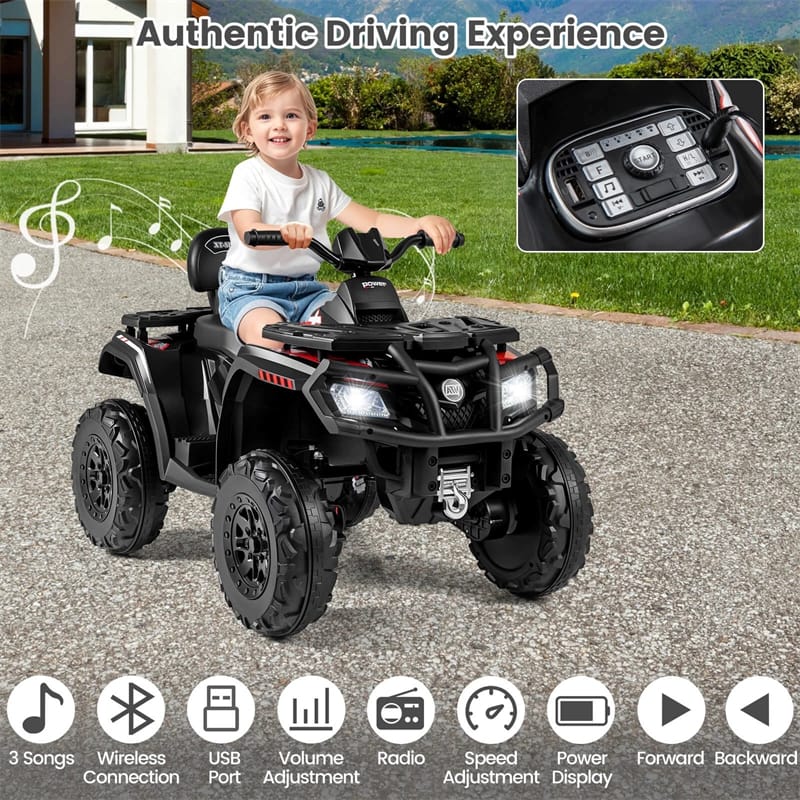 24V 2-Seater Kids ATV with 4 Motors, Soft Start, Spring Suspension & LED Lights, Electric 4 Wheeler Quad Ride On Toy for Boys Girls Ages 3-8