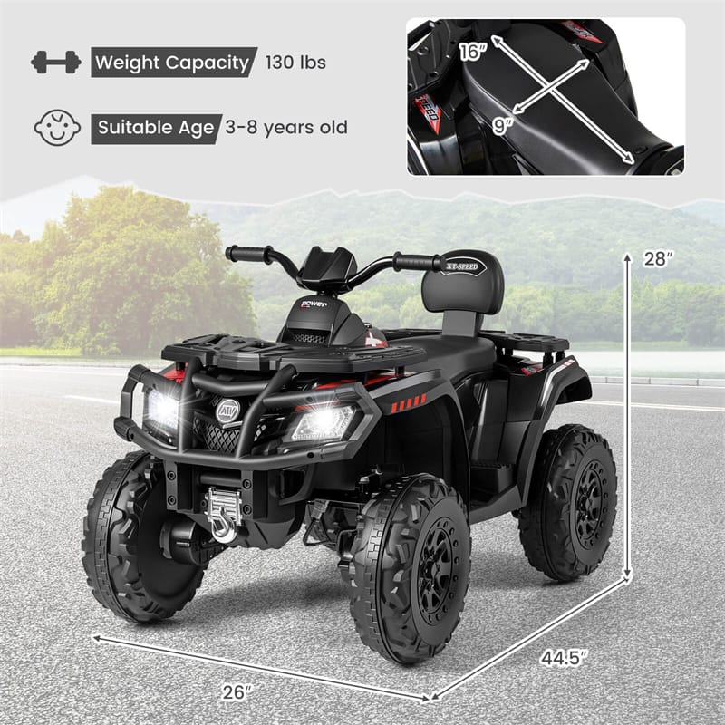 24V 2-Seater Kids ATV with 4 Motors, Soft Start, Spring Suspension & LED Lights, Electric 4 Wheeler Quad Ride On Toy for Boys Girls Ages 3-8