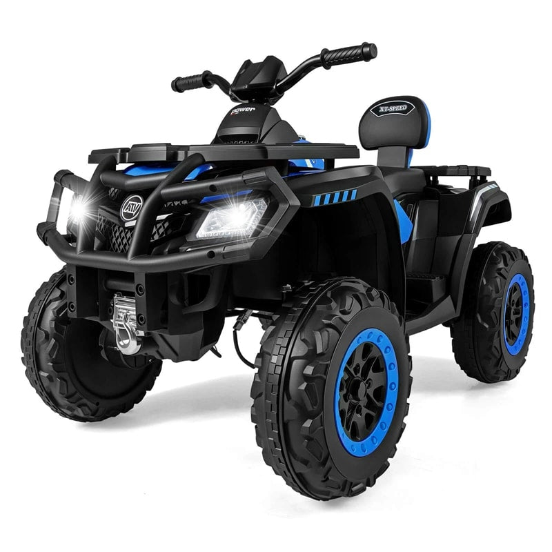24V 2-Seater Kids ATV with 4 Motors, Soft Start, Spring Suspension & LED Lights, Electric 4 Wheeler Quad Ride On Toy for Boys Girls Ages 3-8