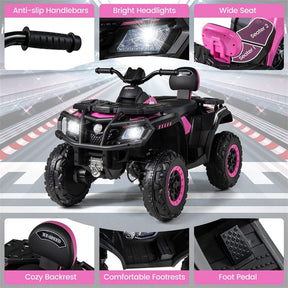 24V 2-Seater Kids ATV with 4 Motors, Soft Start, Spring Suspension & LED Lights, Electric 4 Wheeler Quad Ride On Toy for Boys Girls Ages 3-8