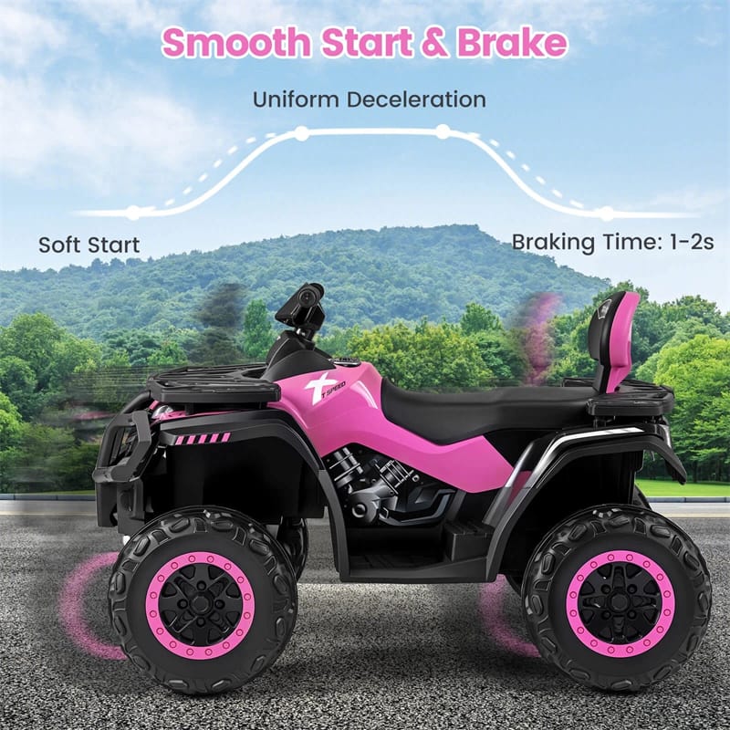 24V 2-Seater Kids ATV with 4 Motors, Soft Start, Spring Suspension & LED Lights, Electric 4 Wheeler Quad Ride On Toy for Boys Girls Ages 3-8