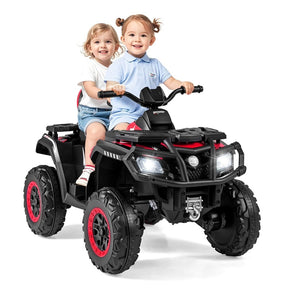 24V 2-Seater Kids ATV with 4 Motors, Soft Start, Spring Suspension & LED Lights, Electric 4 Wheeler Quad Ride On Toy for Boys Girls Ages 3-8
