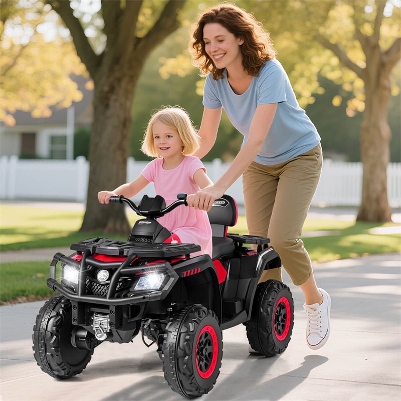 24V 2-Seater Kids ATV with 4 Motors, Soft Start, Spring Suspension & LED Lights, Electric 4 Wheeler Quad Ride On Toy for Boys Girls Ages 3-8