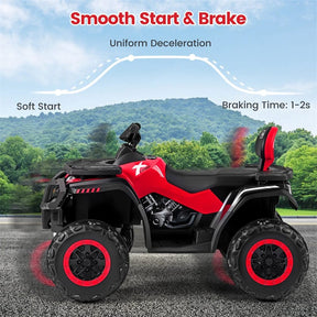 24V 2-Seater Kids ATV with 4 Motors, Soft Start, Spring Suspension & LED Lights, Electric 4 Wheeler Quad Ride On Toy for Boys Girls Ages 3-8