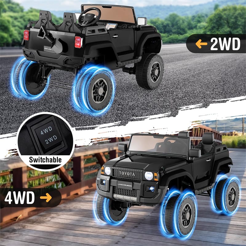 24V 2-Seater Ride on Car, Licensed Toyota LC250 Electric Ride-On Truck with Remote, 4WD/2WD Switchable & Spring Suspension for Kids Ages 3+