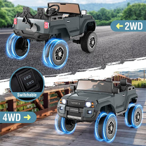 24V 2-Seater Ride on Car, Licensed Toyota LC250 Electric Ride-On Truck with Remote, 4WD/2WD Switchable & Spring Suspension for Kids Ages 3+
