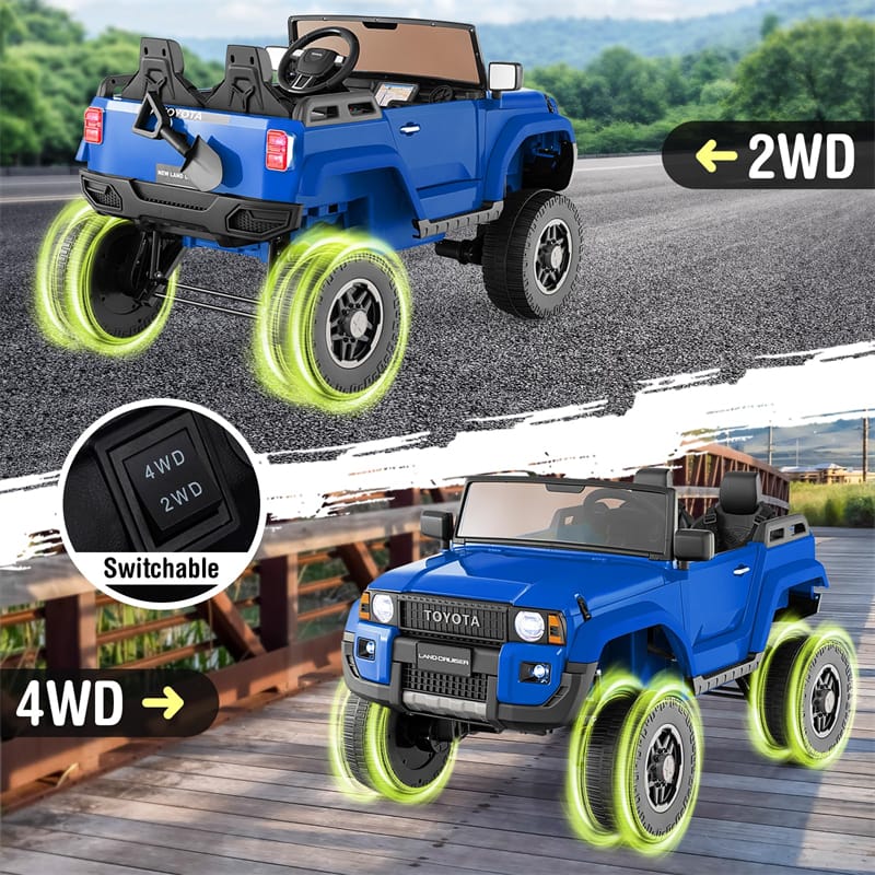 24V 2-Seater Ride on Car, Licensed Toyota LC250 Electric Ride-On Truck with Remote, 4WD/2WD Switchable & Spring Suspension for Kids Ages 3+