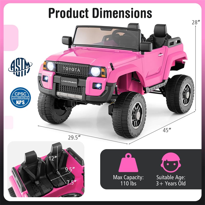 24V 2-Seater Ride on Car, Licensed Toyota LC250 Electric Ride-On Truck with Remote, 4WD/2WD Switchable & Spring Suspension for Kids Ages 3+