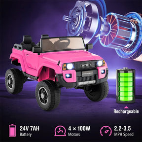 24V 2-Seater Ride on Car, Licensed Toyota LC250 Electric Ride-On Truck with Remote, 4WD/2WD Switchable & Spring Suspension for Kids Ages 3+