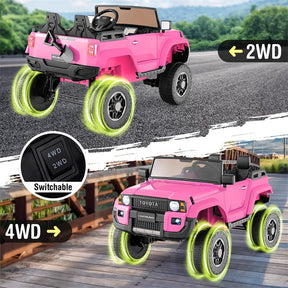 24V 2-Seater Ride on Car, Licensed Toyota LC250 Electric Ride-On Truck with Remote, 4WD/2WD Switchable & Spring Suspension for Kids Ages 3+