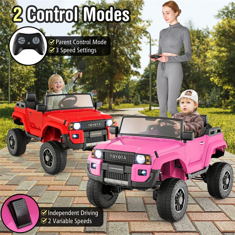 24V 2-Seater Ride on Car, Licensed Toyota LC250 Electric Ride-On Truck with Remote, 4WD/2WD Switchable & Spring Suspension for Kids Ages 3+