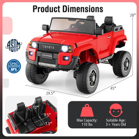 24V 2-Seater Ride on Car, Licensed Toyota LC250 Electric Ride-On Truck with Remote, 4WD/2WD Switchable & Spring Suspension for Kids Ages 3+