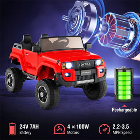 24V 2-Seater Ride on Car, Licensed Toyota LC250 Electric Ride-On Truck with Remote, 4WD/2WD Switchable & Spring Suspension for Kids Ages 3+