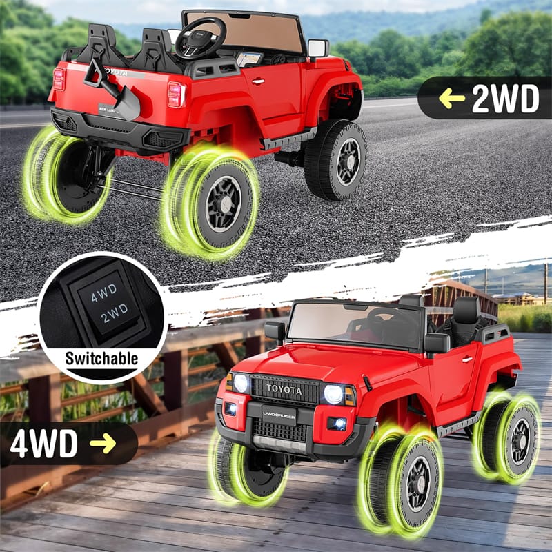 24V 2-Seater Ride on Car, Licensed Toyota LC250 Electric Ride-On Truck with Remote, 4WD/2WD Switchable & Spring Suspension for Kids Ages 3+