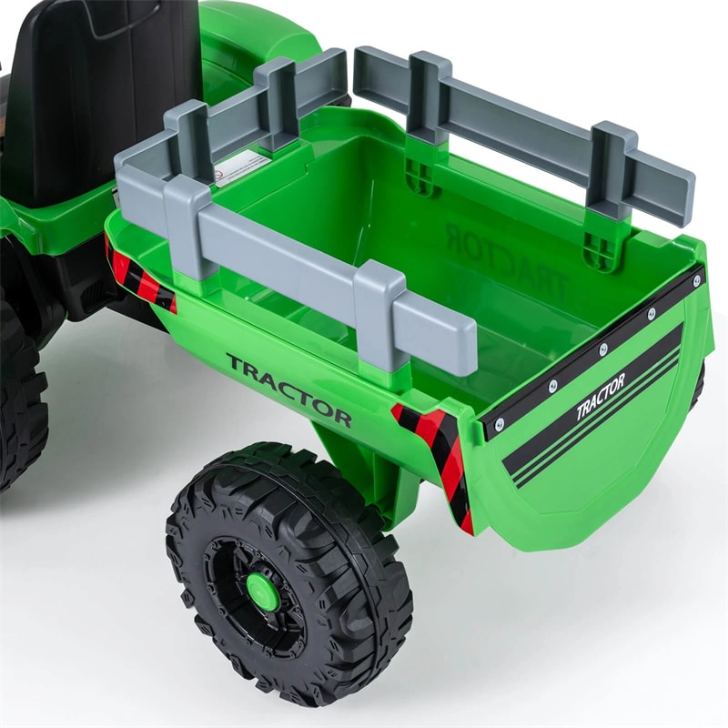 24V Ride On Tractor with Detachable Trailer & Remote Control, Kids Electric Vehicle with 3 Speeds, 15° Climbing & Music for Ages 3+