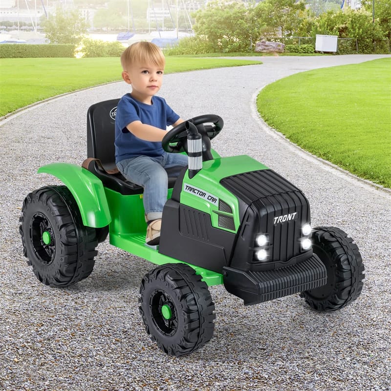 24V Ride On Tractor with Detachable Trailer & Remote Control, Kids Electric Vehicle with 3 Speeds, 15° Climbing & Music for Ages 3+