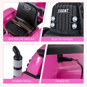 24V Ride On Tractor with Detachable Trailer & Remote Control, Kids Electric Vehicle with 3 Speeds, 15° Climbing & Music for Ages 3+