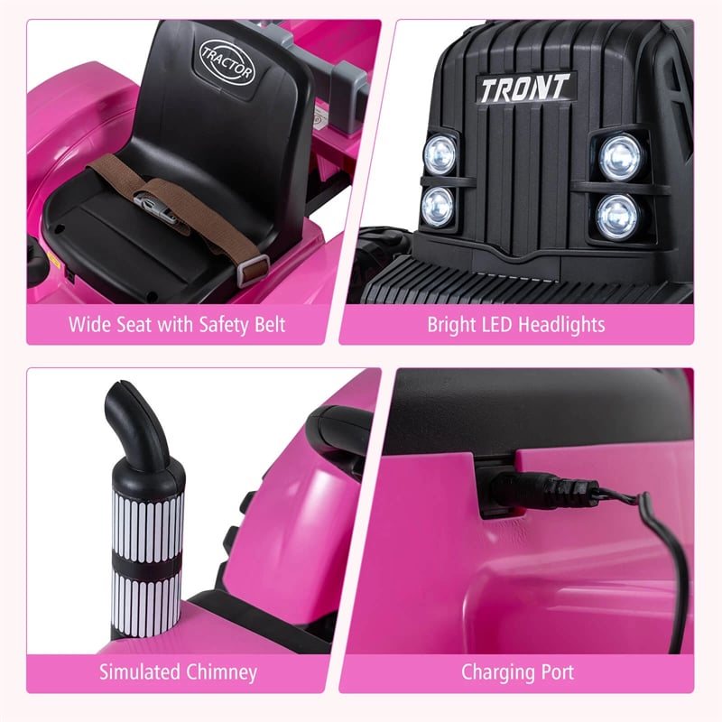 24V Ride On Tractor with Detachable Trailer & Remote Control, Kids Electric Vehicle with 3 Speeds, 15° Climbing & Music for Ages 3+