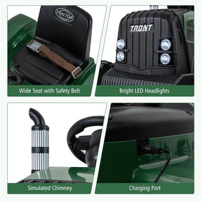 24V Ride On Tractor with Detachable Trailer & Remote Control, Kids Electric Vehicle with 3 Speeds, 15° Climbing & Music for Ages 3+